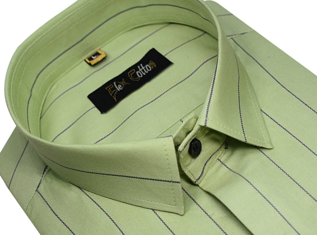 Green Color Lining Cotton Shirt For Men - Punekar Cotton