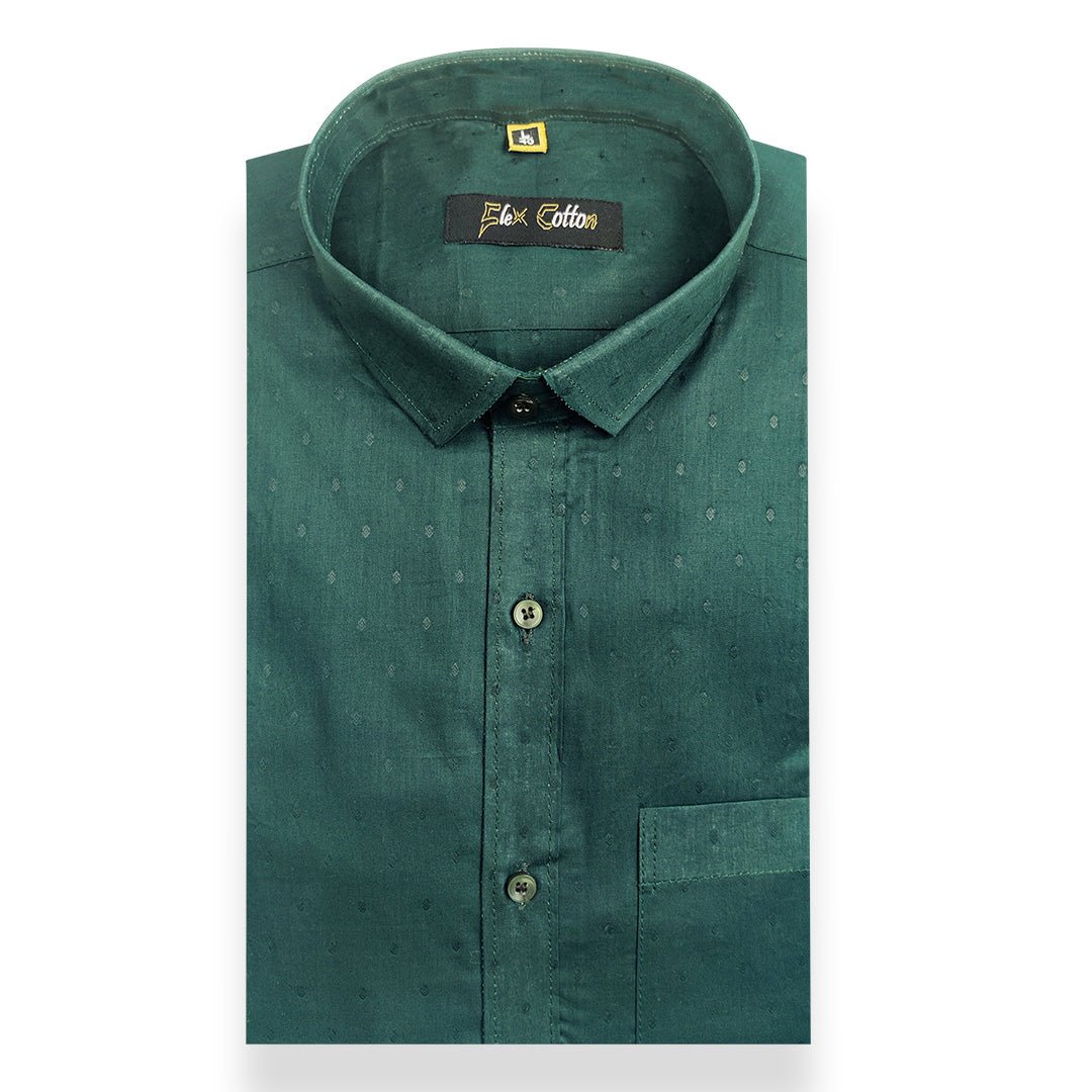 Green Color Paper Cotton Ready starch Shirt For Men - Punekar Cotton