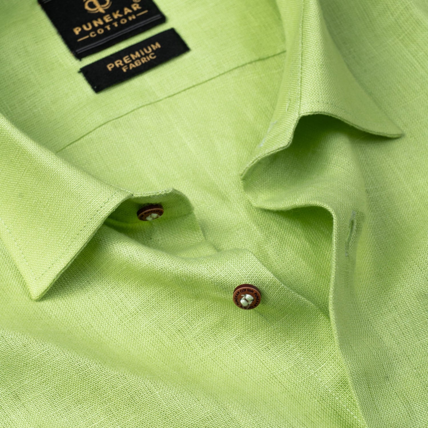 Green Color Prime Linen Shirt For Men - Punekar Cotton