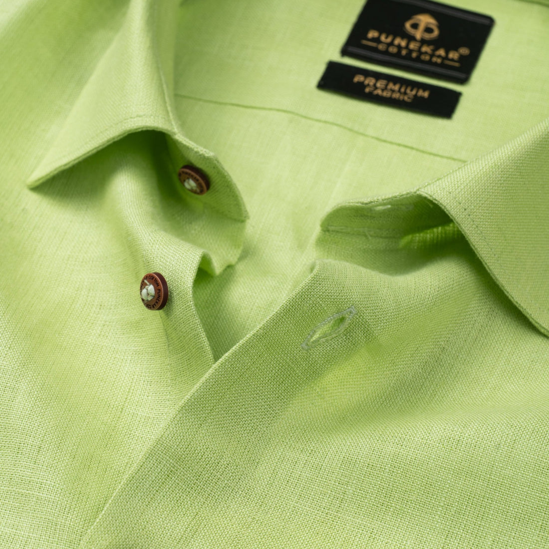 Green Color Prime Linen Shirt For Men - Punekar Cotton