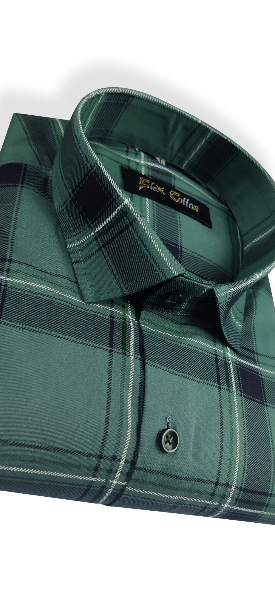Green Color Pure Cotton Casual Checked Shirt For Men - Punekar Cotton