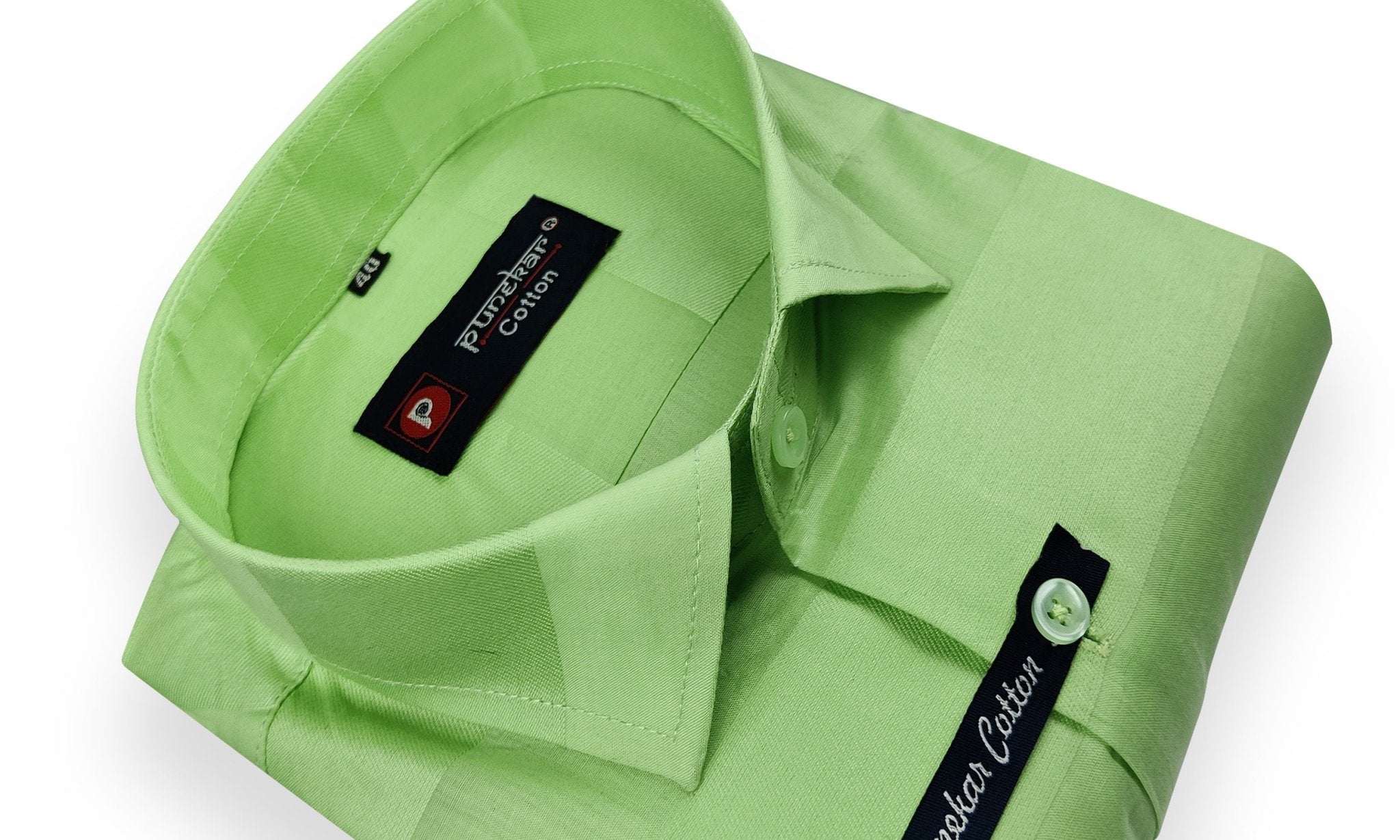 Green Color Pure Cotton Wide Stripes Shirt For Men - Punekar Cotton