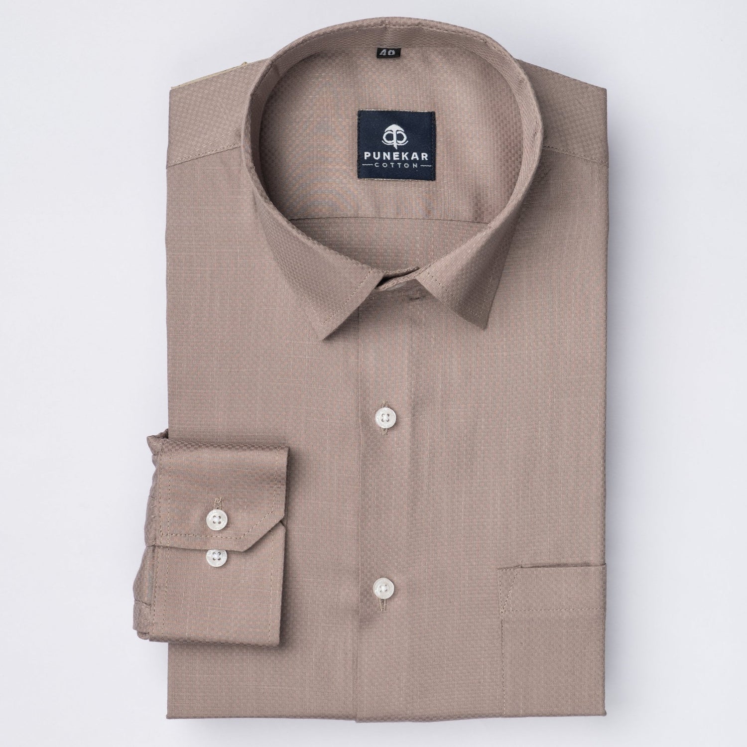 Grey Color Dobby Cotton Shirt For Men - Punekar Cotton