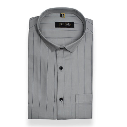 Grey Color Lining Cotton Shirt For Men - Punekar Cotton