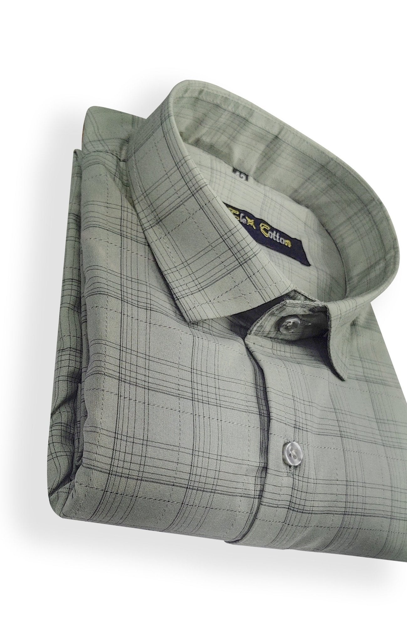 Grey Color Poly Cotton Casual Checked Shirt For Men - Punekar Cotton