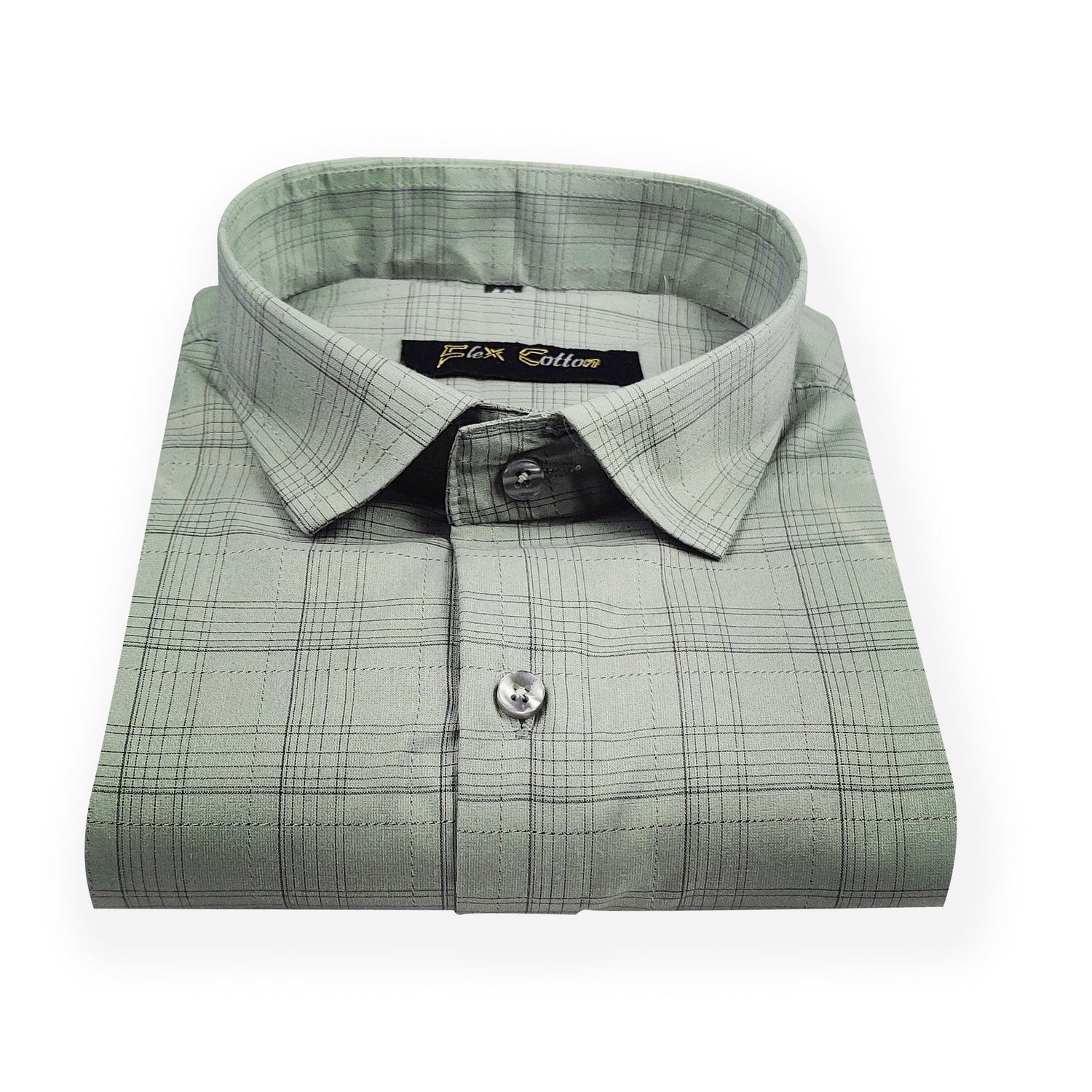 Grey Color Poly Cotton Casual Checked Shirt For Men - Punekar Cotton