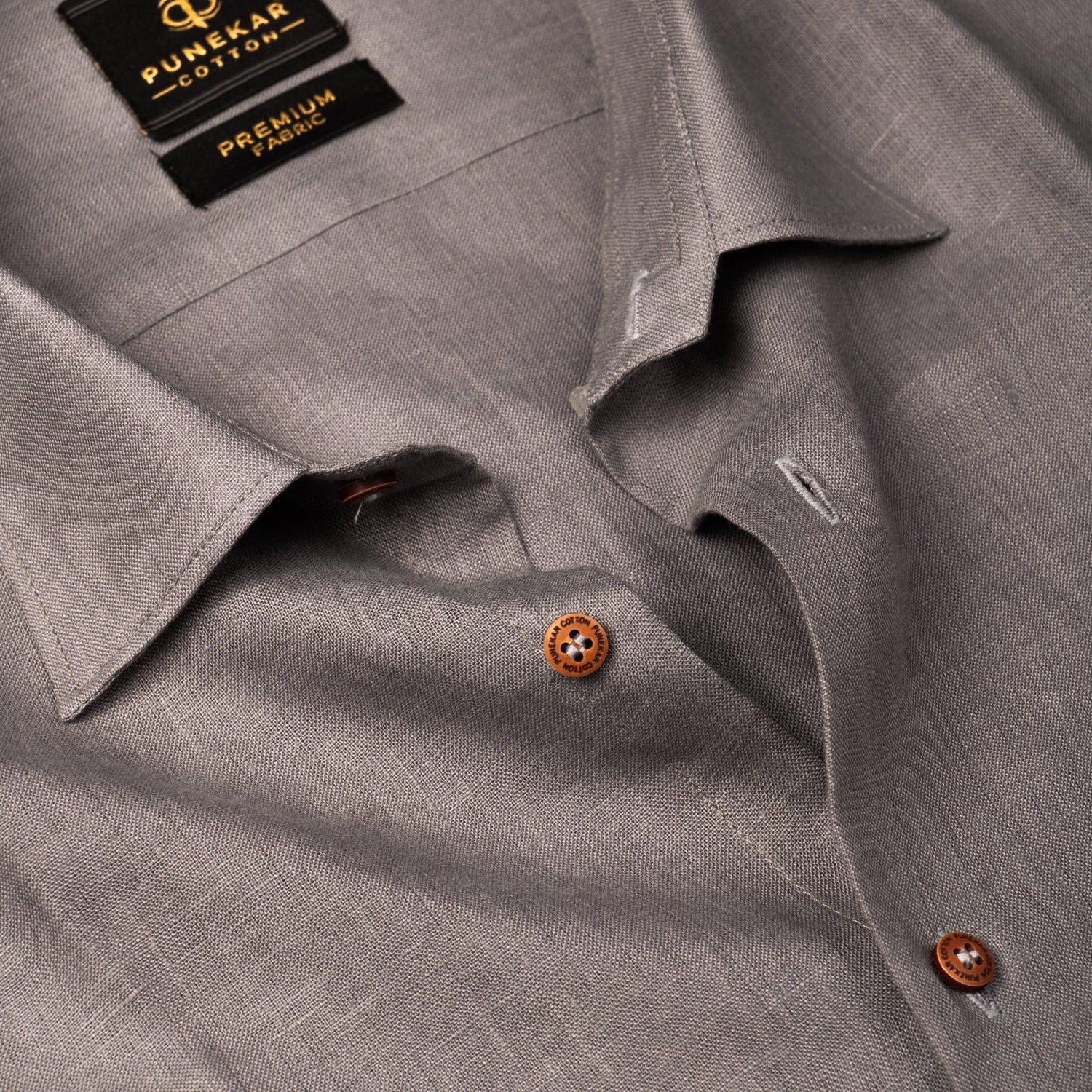 Grey Color Prime Linen Shirt For Men - Punekar Cotton