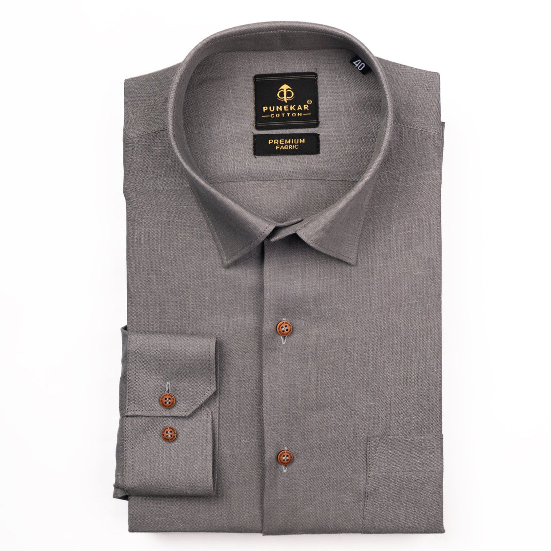 Grey Color Prime Linen Shirt For Men - Punekar Cotton
