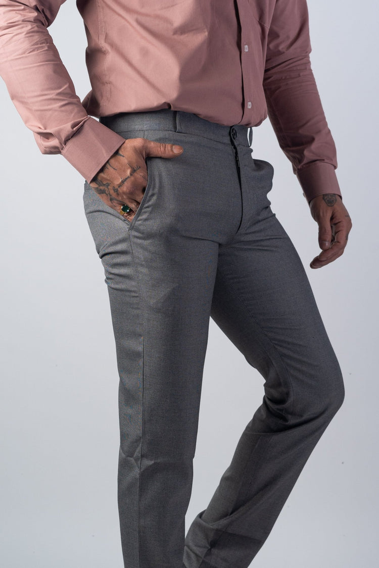 Grey Color Wicking Texture Blend Cotton Pant for Men - Punekar Cotton