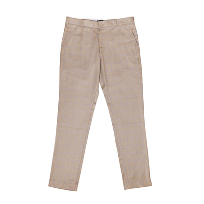 Latte color check blend cotton trousers pant for men - Punekar Cotton