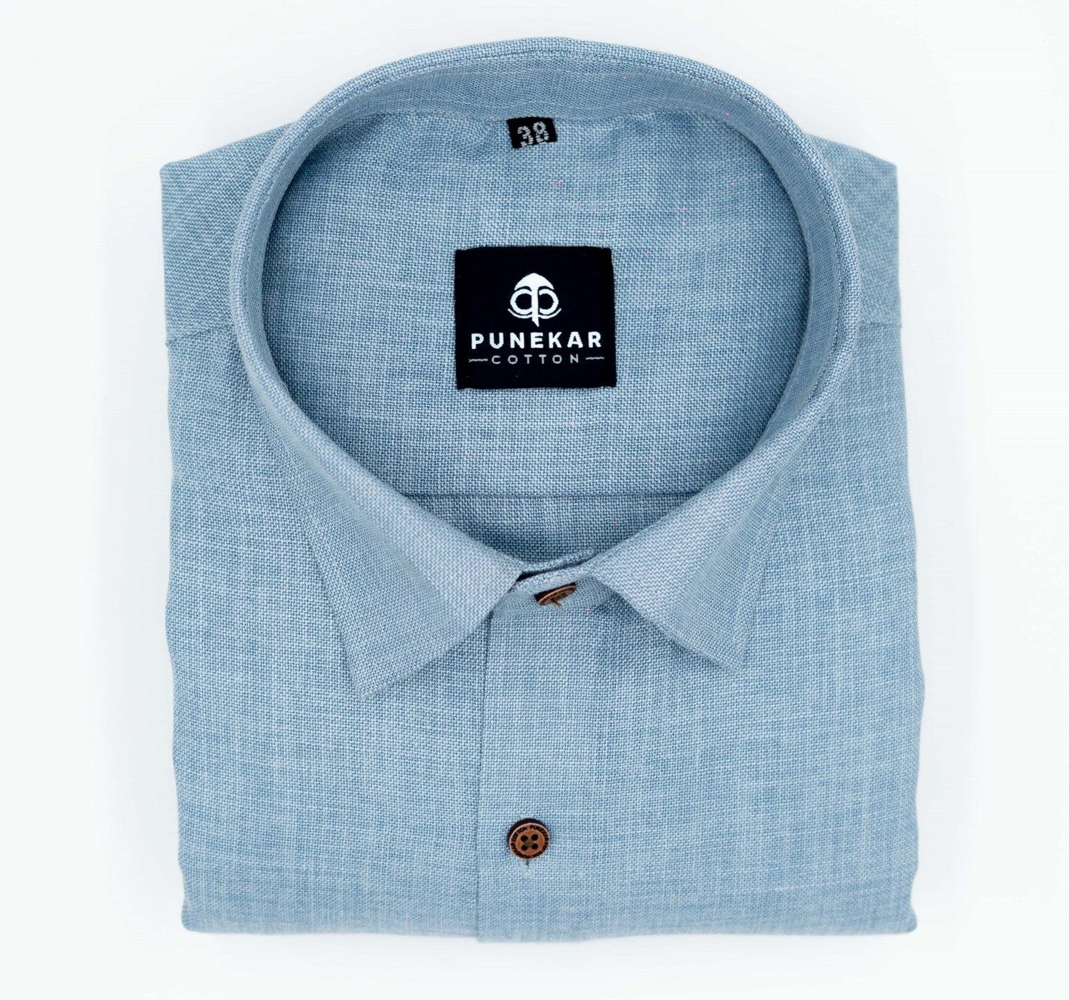 Light Blue Color Blended Linen Shirt For Men's - Punekar Cotton