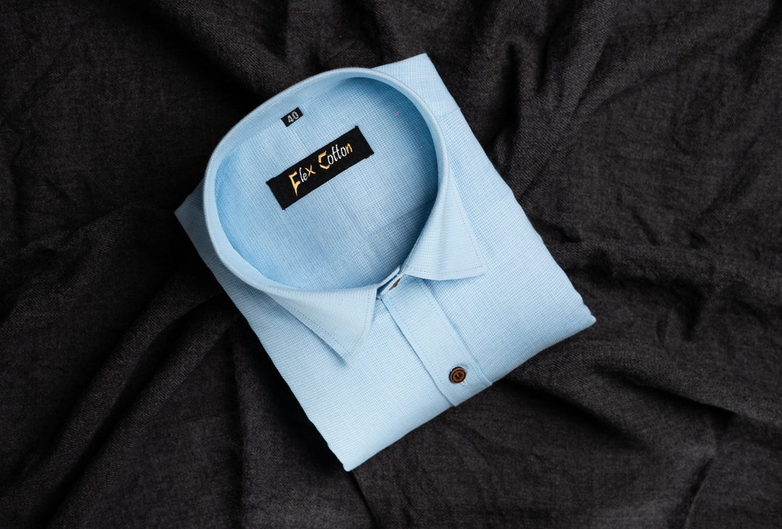 Light Blue Color Casa View Linen Shirt For Men&