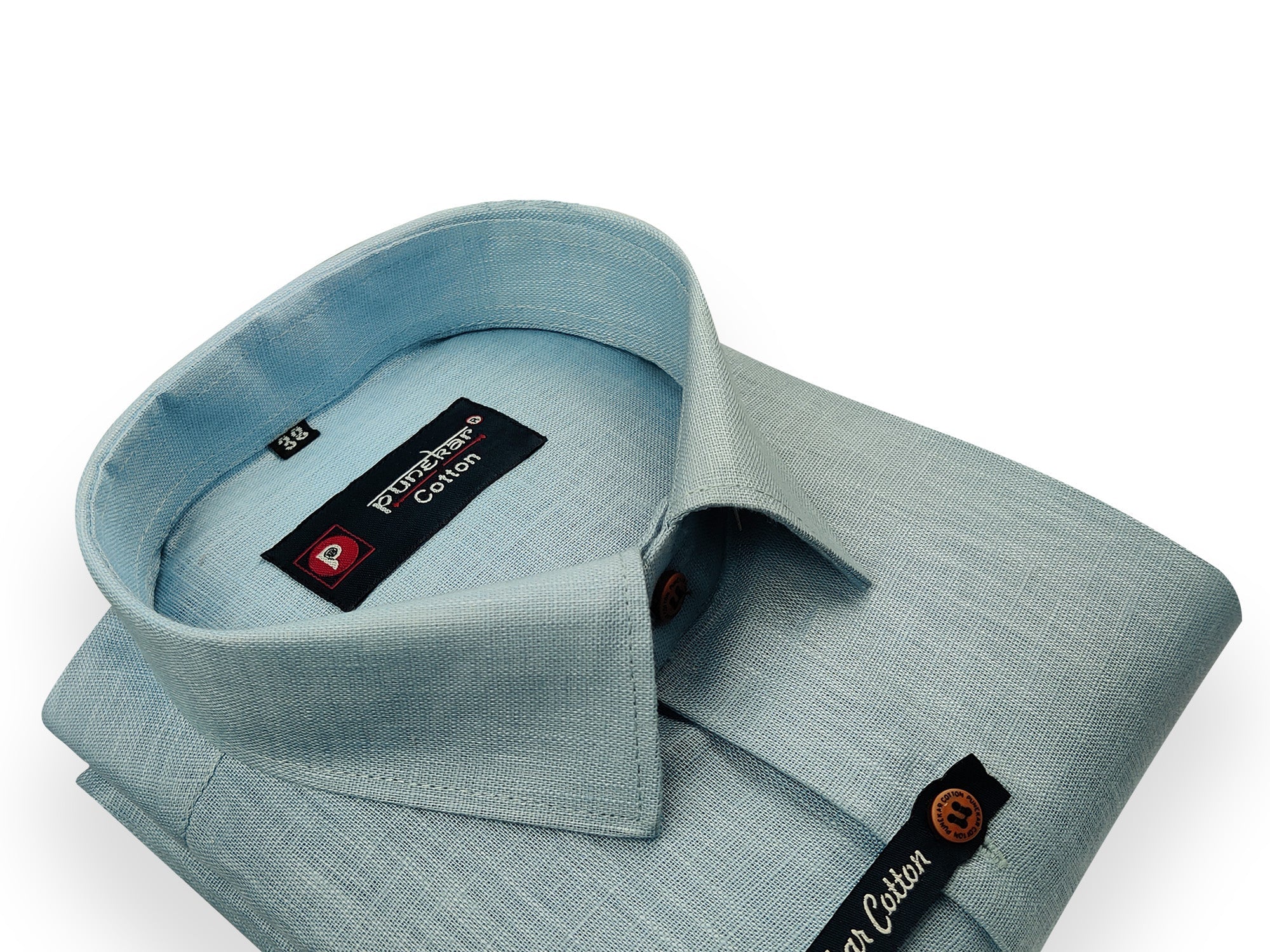 Light Blue Color Linenza Linen Formal Shirts For Men - Punekar Cotton