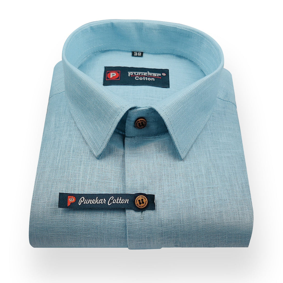 Light Blue Color Linenza Linen Formal Shirts For Men - Punekar Cotton