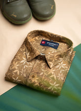 Light Brown Color Floral Moroccan print Shirt For Men - Punekar Cotton