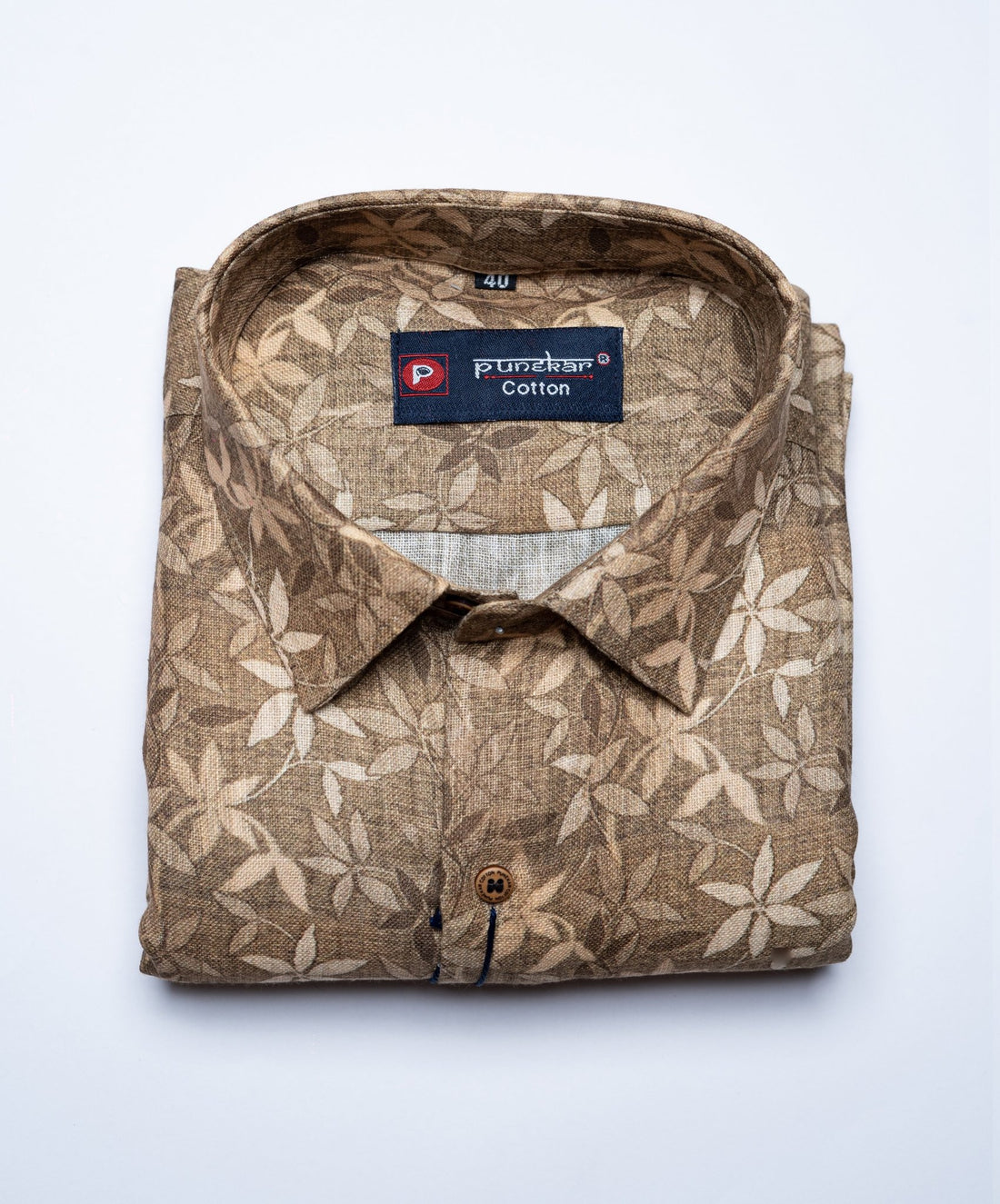 Light Brown Color Floral Moroccan print Shirt For Men - Punekar Cotton