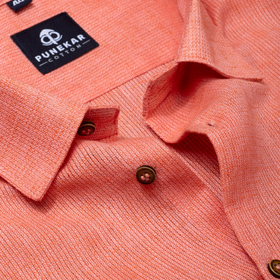 Light Orange Color Combed Cotton Shirts For Men - Punekar Cotton