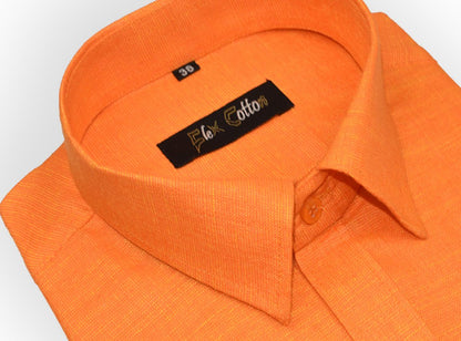 Light Orange Color Dual Tone Matty Cotton Shirt For Men&