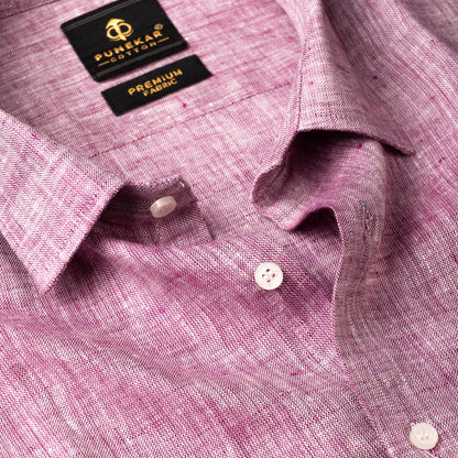 Light Purple Color Prime Linen Shirt For Men - Punekar Cotton