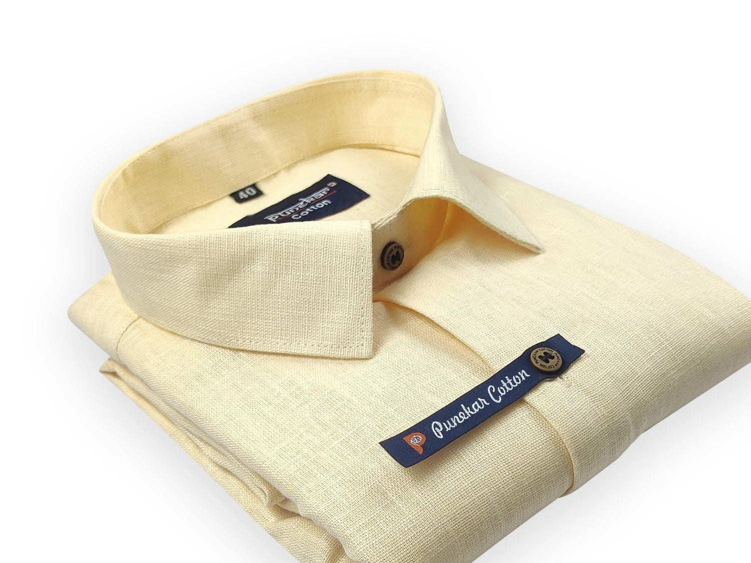 Light Yellow Color Linenza Linen Formal Shirts For Men - Punekar Cotton