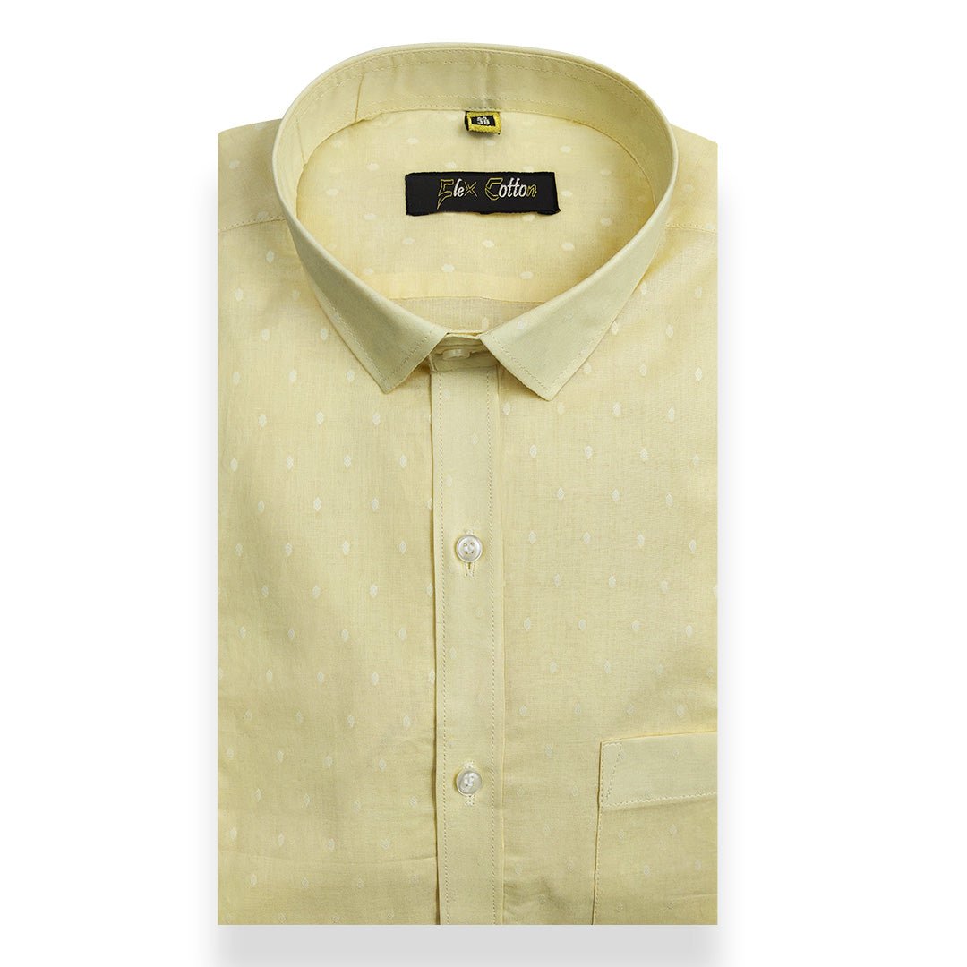 Light Yellow Color Paper Cotton Ready starch Shirt For Men - Punekar Cotton