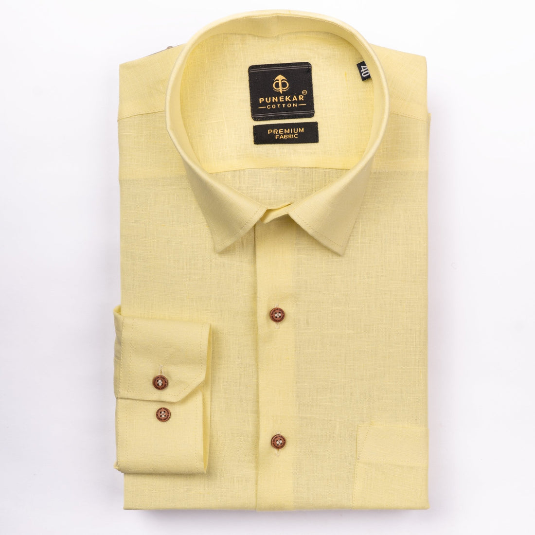 Light Yellow Color Prime Linen Shirt For Men - Punekar Cotton