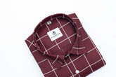 Maroon Color Big Checks Cotton Shirts For Men - Punekar Cotton