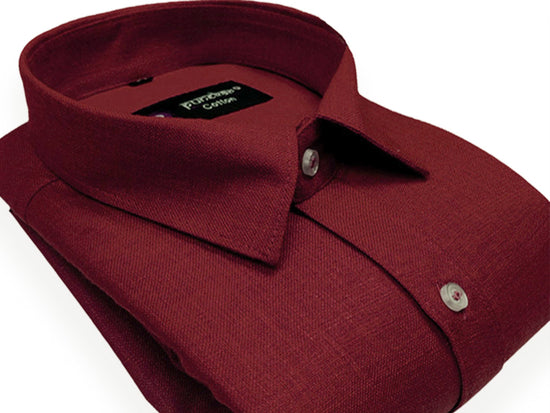 Maroon Color Blended Linen Shirt For Men's - Punekar Cotton