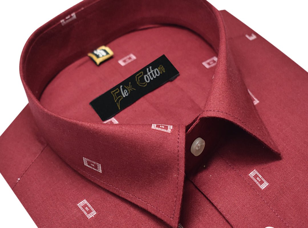 Maroon Color Cotton Butta Shirts For Men&