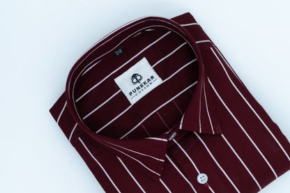 Maroon Color Pure Cotton Lining Shirt For Men - Punekar Cotton