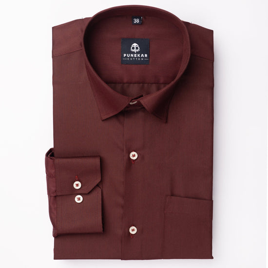 Maroon Soft Satin Cotton Shirt For Men - Punekar Cotton