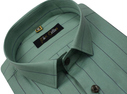 Mint Color Lining Cotton Shirt For Men - Punekar Cotton