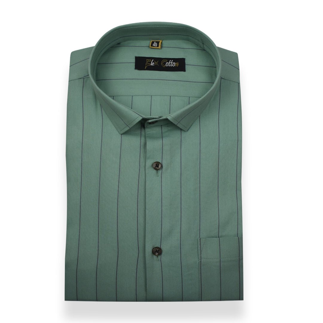 Mint Color Lining Cotton Shirt For Men - Punekar Cotton