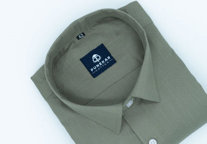 Moss Green Color Dobby Cotton Shirt For Men - Punekar Cotton