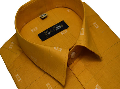 Mustard Color Cotton Butta Shirts For Men&