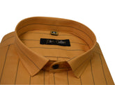 Mustard Yellow Color Lining Cotton Shirt For Men - Punekar Cotton