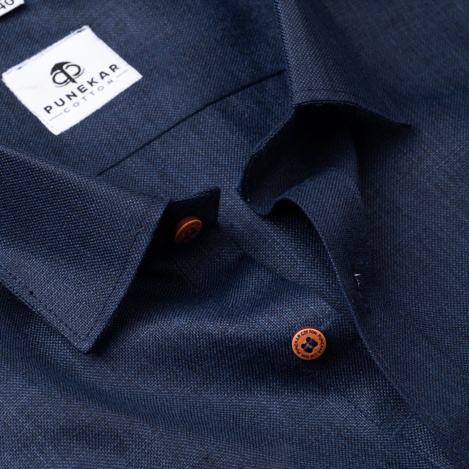 Navy Blue Color Blended Linen Shirt For Men&