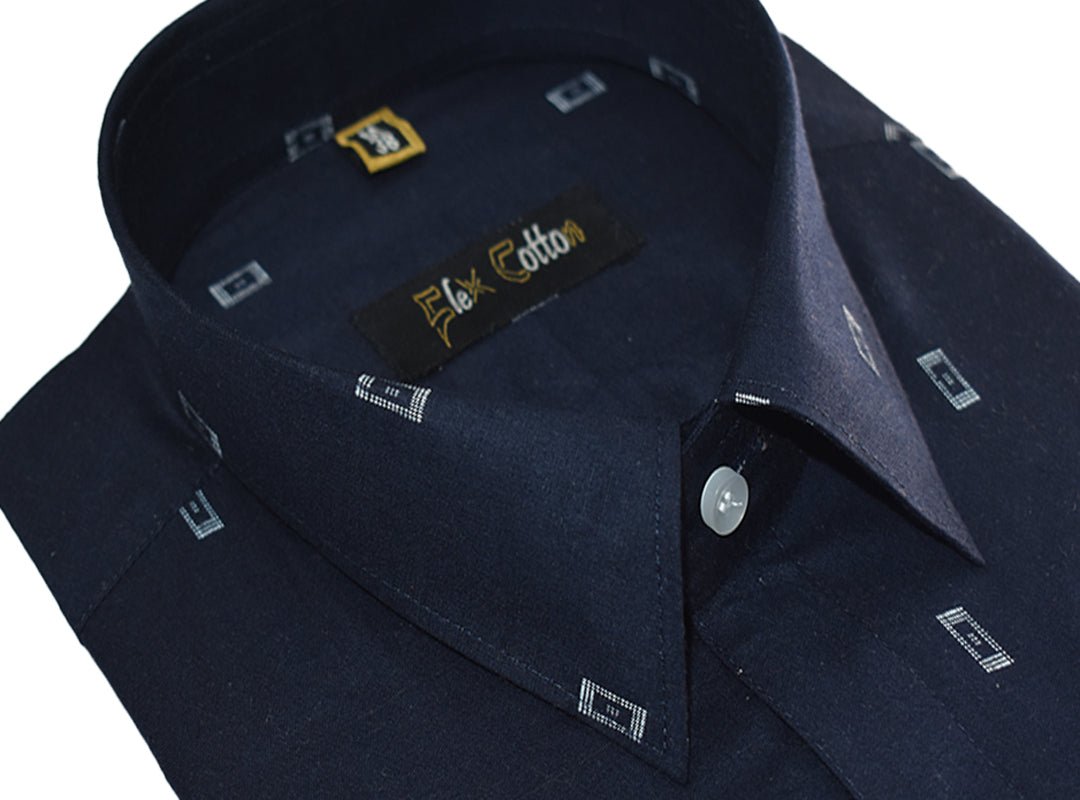 Navy Blue Color Cotton Butta Shirts For Men&