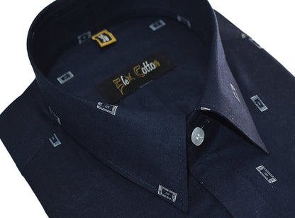 Navy Blue Color Cotton Butta Shirts For Men&