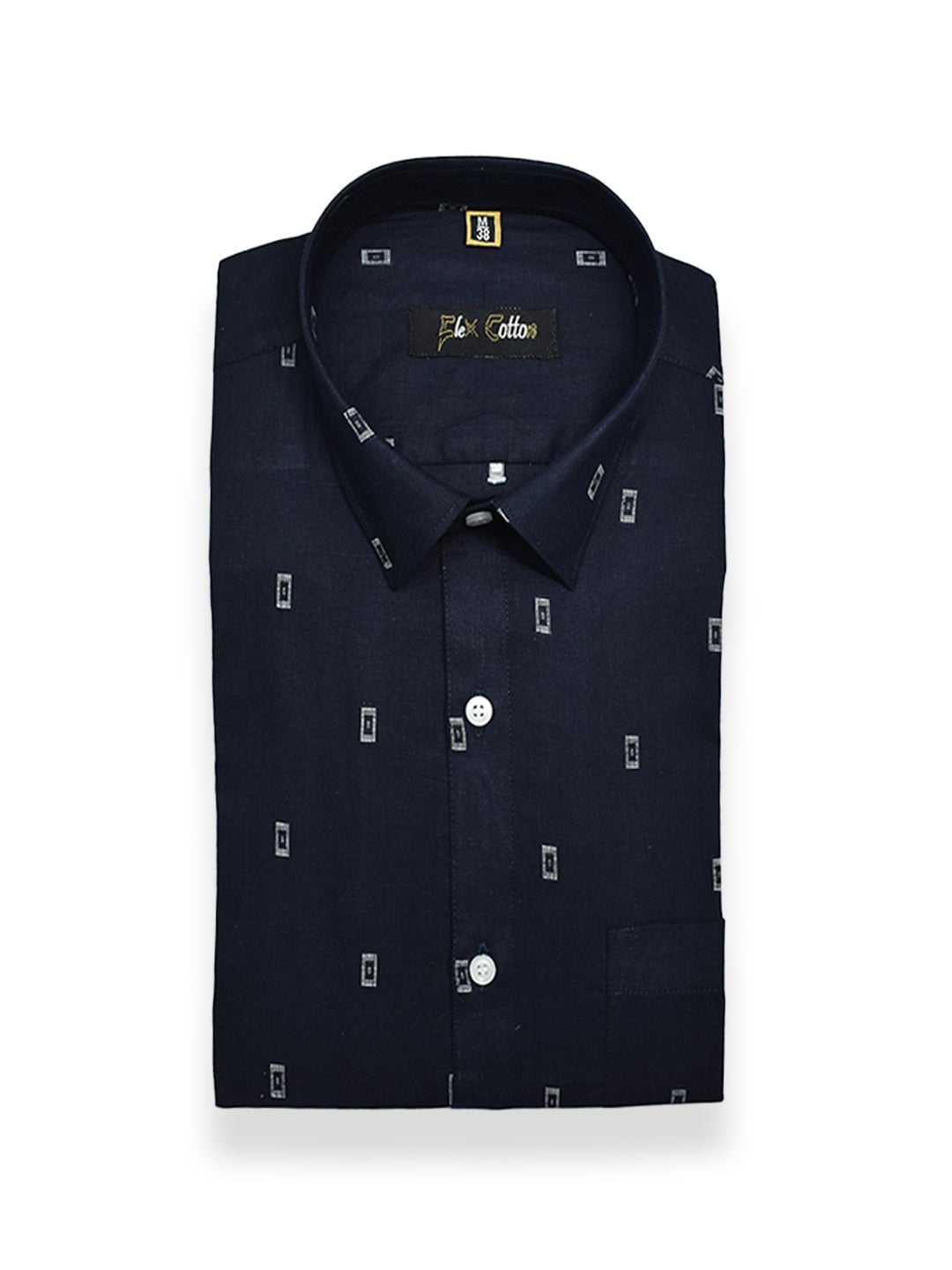 Navy Blue Color Cotton Butta Shirts For Men&