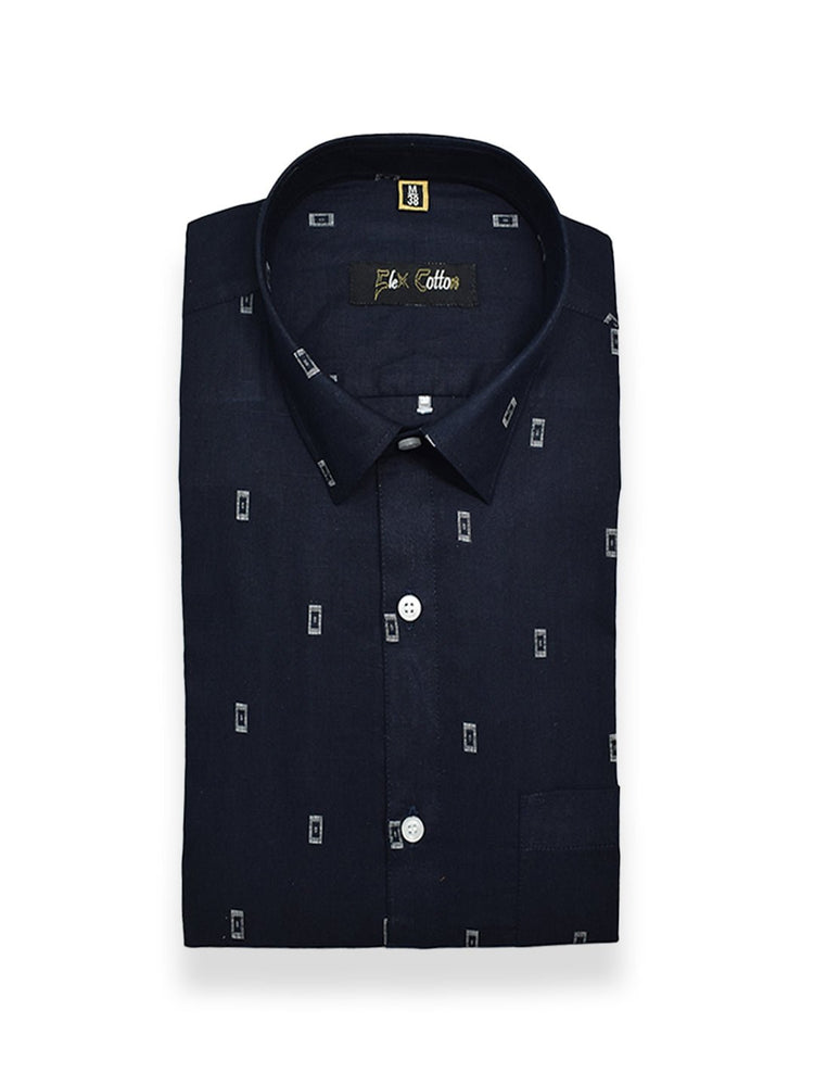 Navy Blue Color Cotton Butta Shirts For Men's - Punekar Cotton