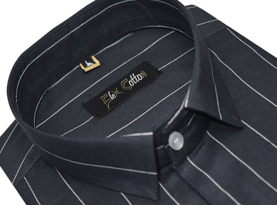 Navy Blue Color Lining Cotton Shirts For Men - Punekar Cotton