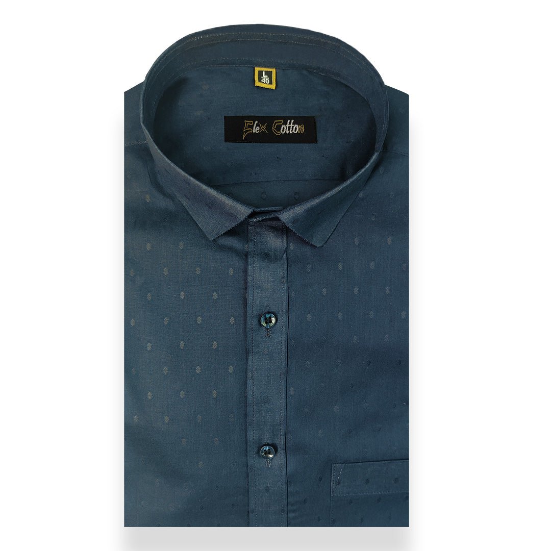 Navy Blue Color Paper Cotton Ready starch Shirt For Men - Punekar Cotton