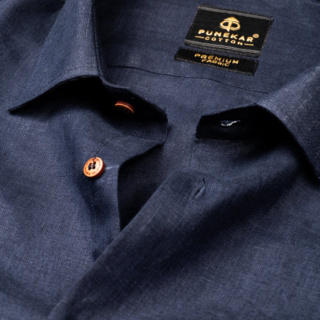 Navy Blue Color Prime Linen Shirt For Men - Punekar Cotton