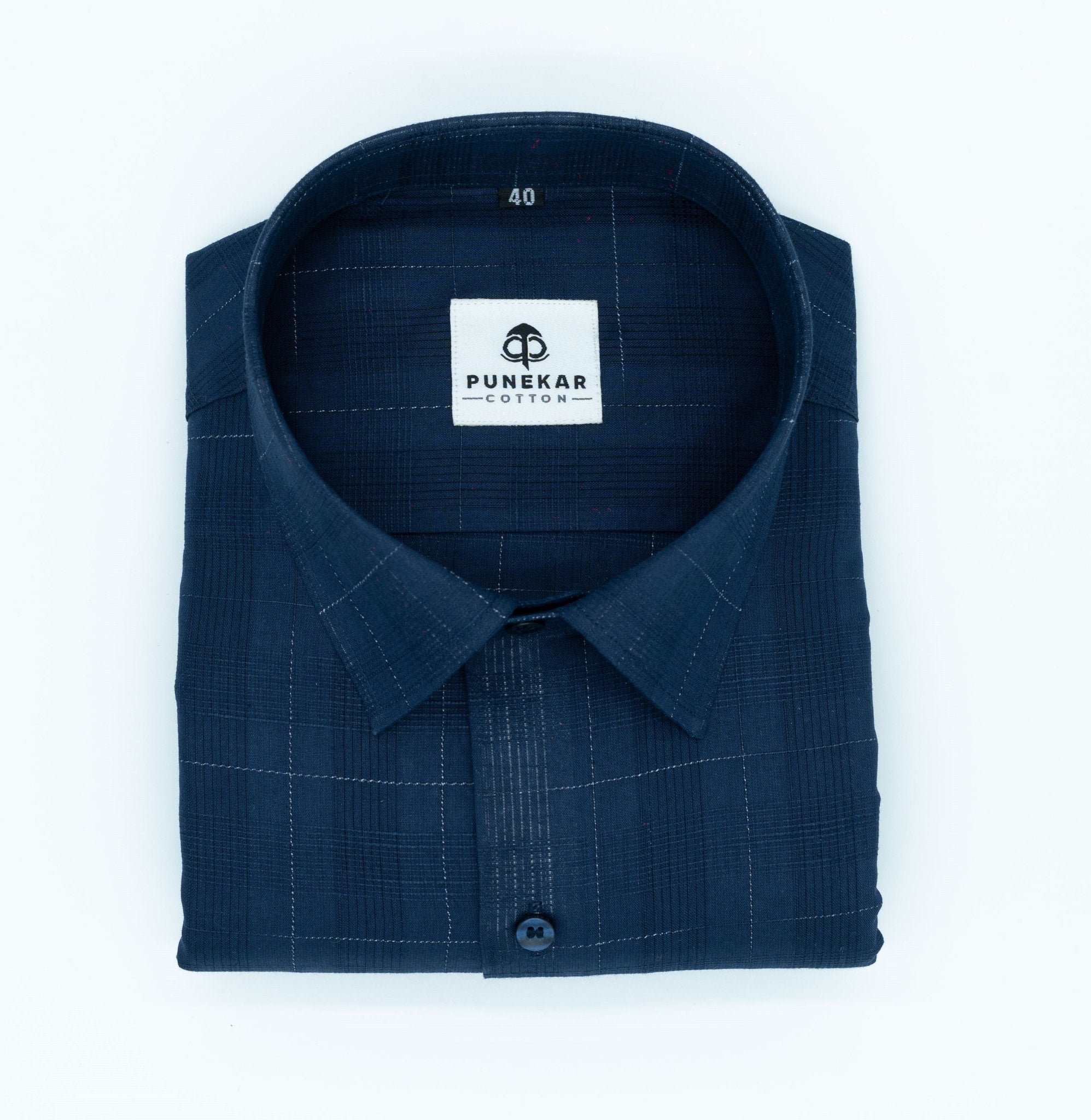 Navy Blue Color Pure Cotton Shirts For Men - Punekar Cotton