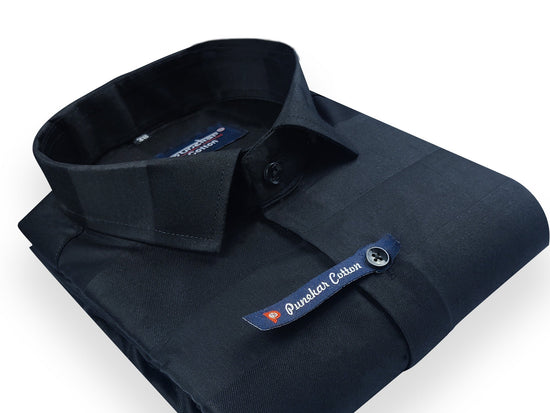 Navy Blue Color Pure Cotton Wide Stripes Shirt For Men - Punekar Cotton
