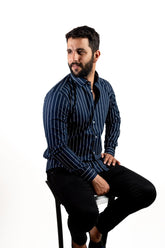 Navy Color Pure Cotton Lining Shirt For Men - Punekar Cotton