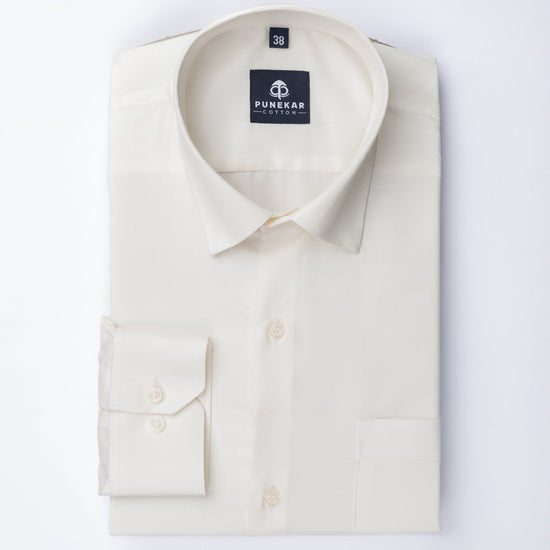 Off White Soft Satin Cotton Shirt For Men - Punekar Cotton