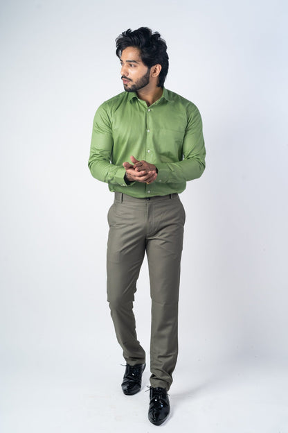 Olive Green Color Blend Cotton Pant For Men - Punekar Cotton