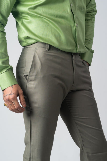 Olive Green Color Blend Cotton Pant For Men - Punekar Cotton